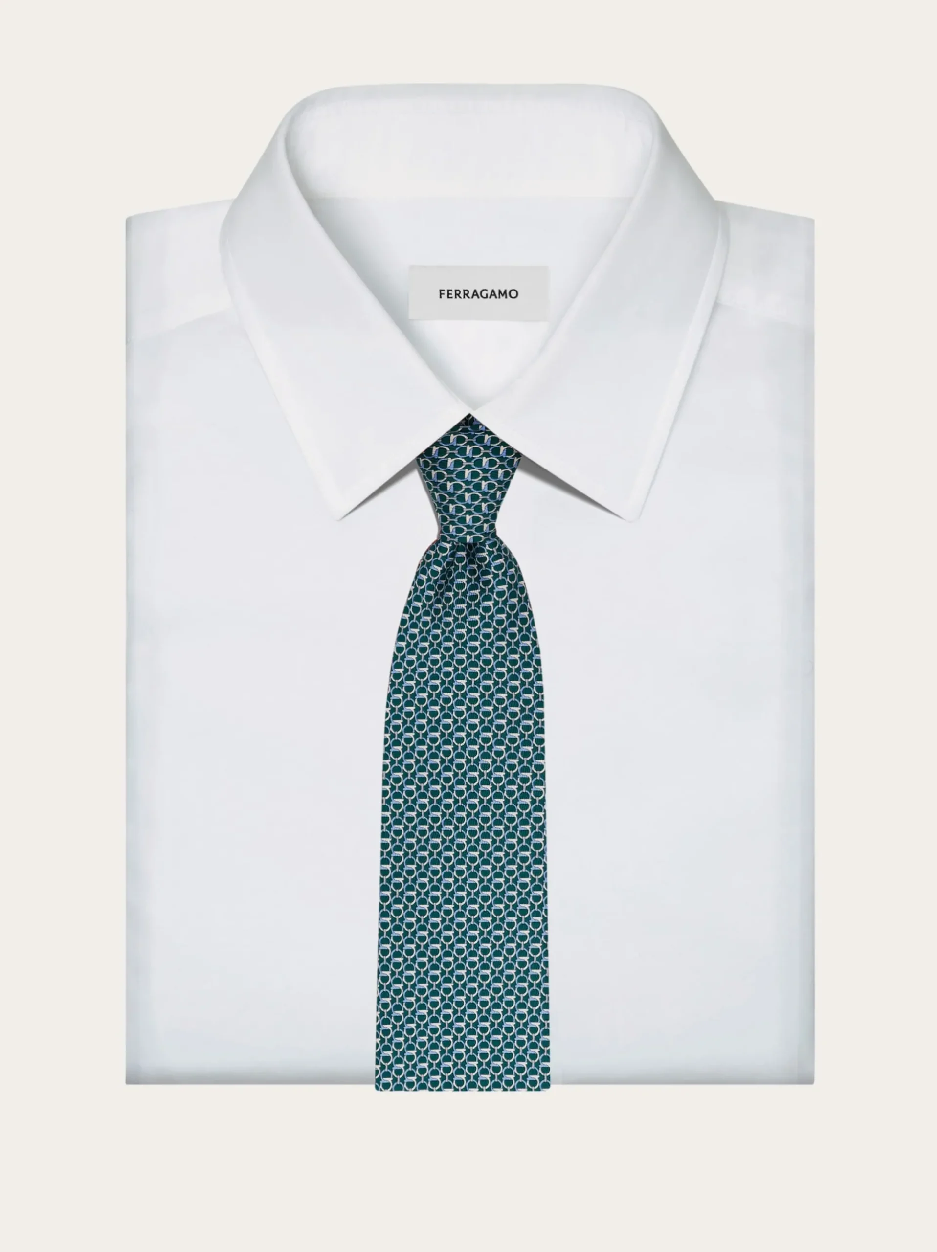 Gancini links print silk tie - Men