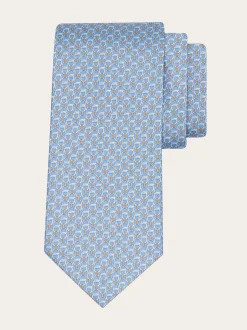 Gancini links print silk tie - Men
