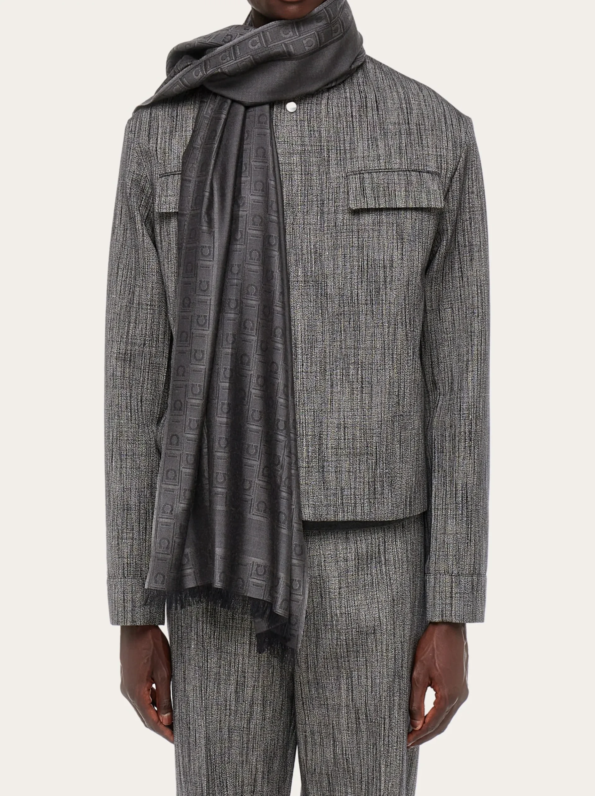 Gancini Monogram jacquard stole - Men