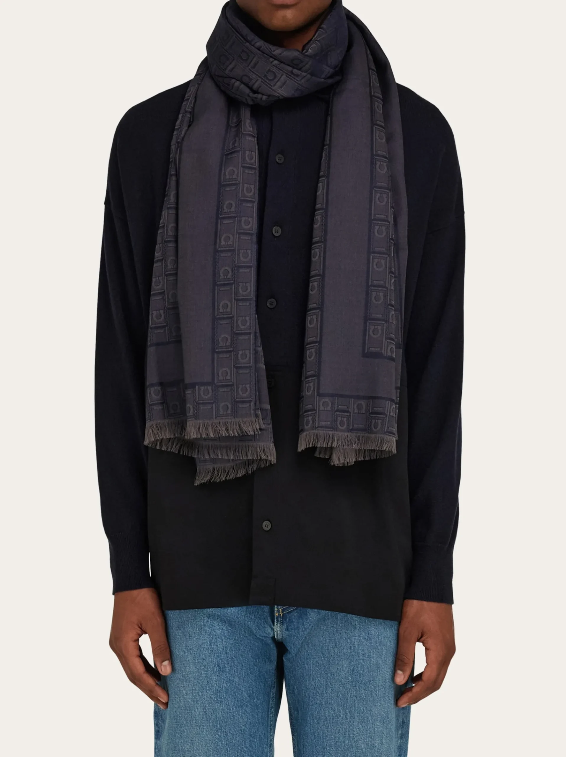 Gancini Monogram jacquard stole - Men