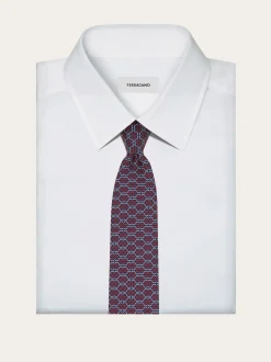 Gancini print silk tie - Men