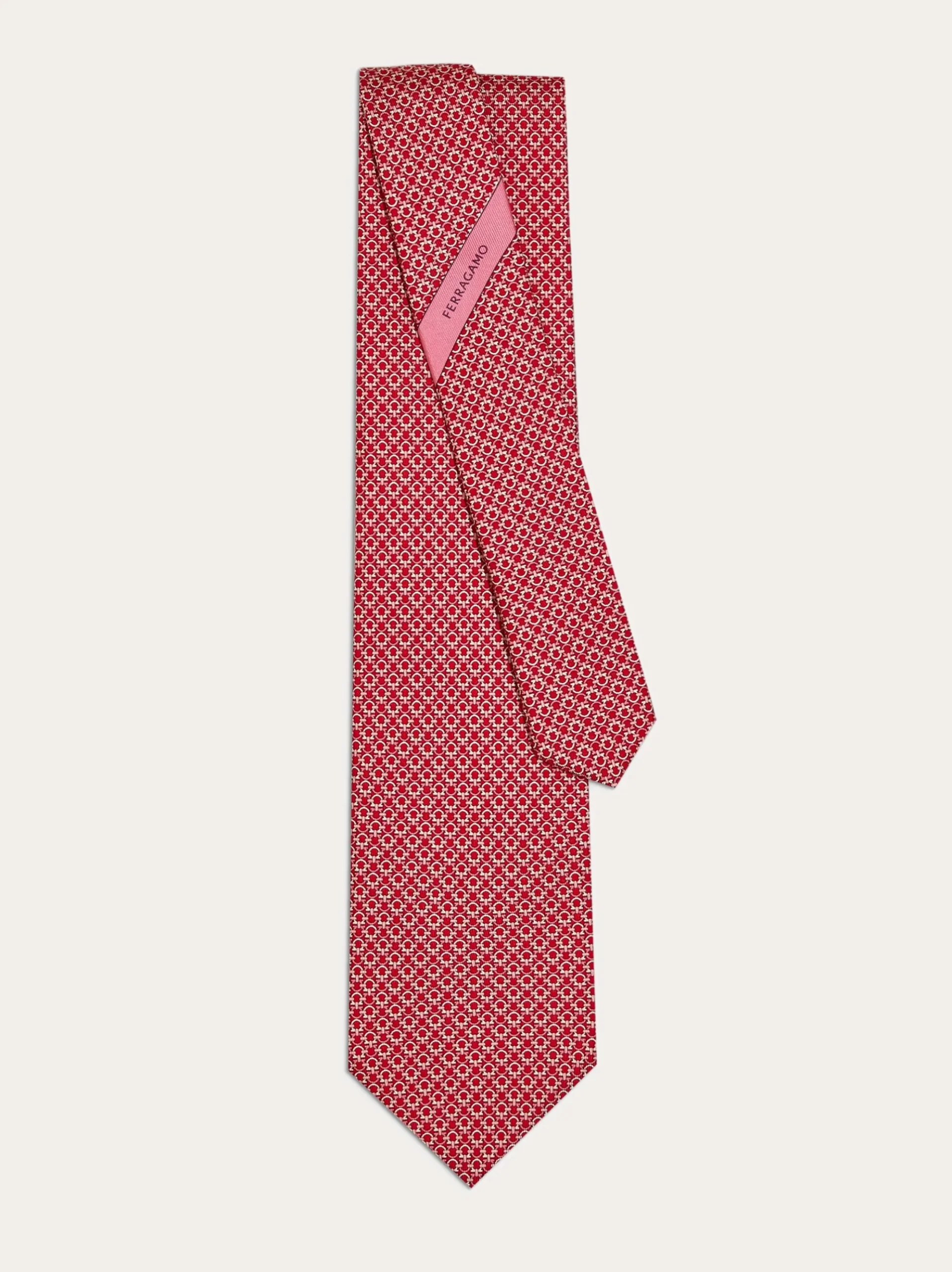 Gancini print silk tie - Men
