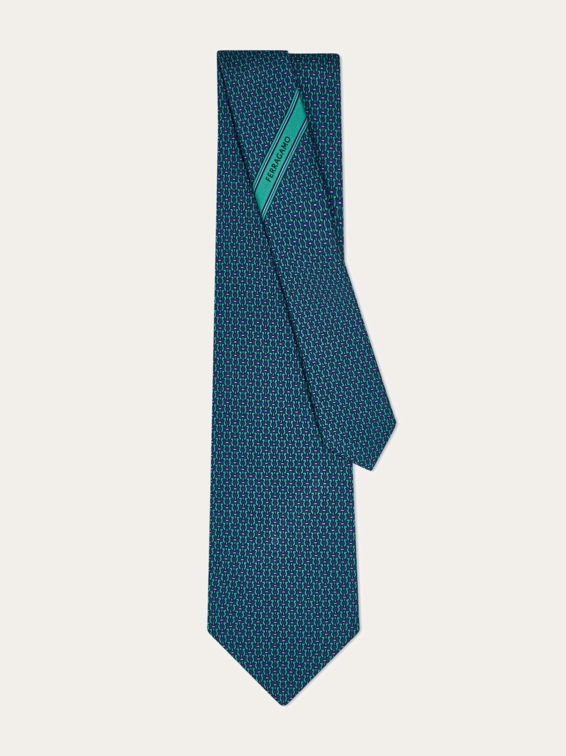 Gancini print silk tie - Men