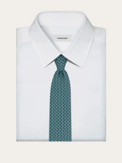 Gancini print silk tie - Men