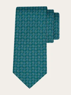 Gancini print silk tie - Men