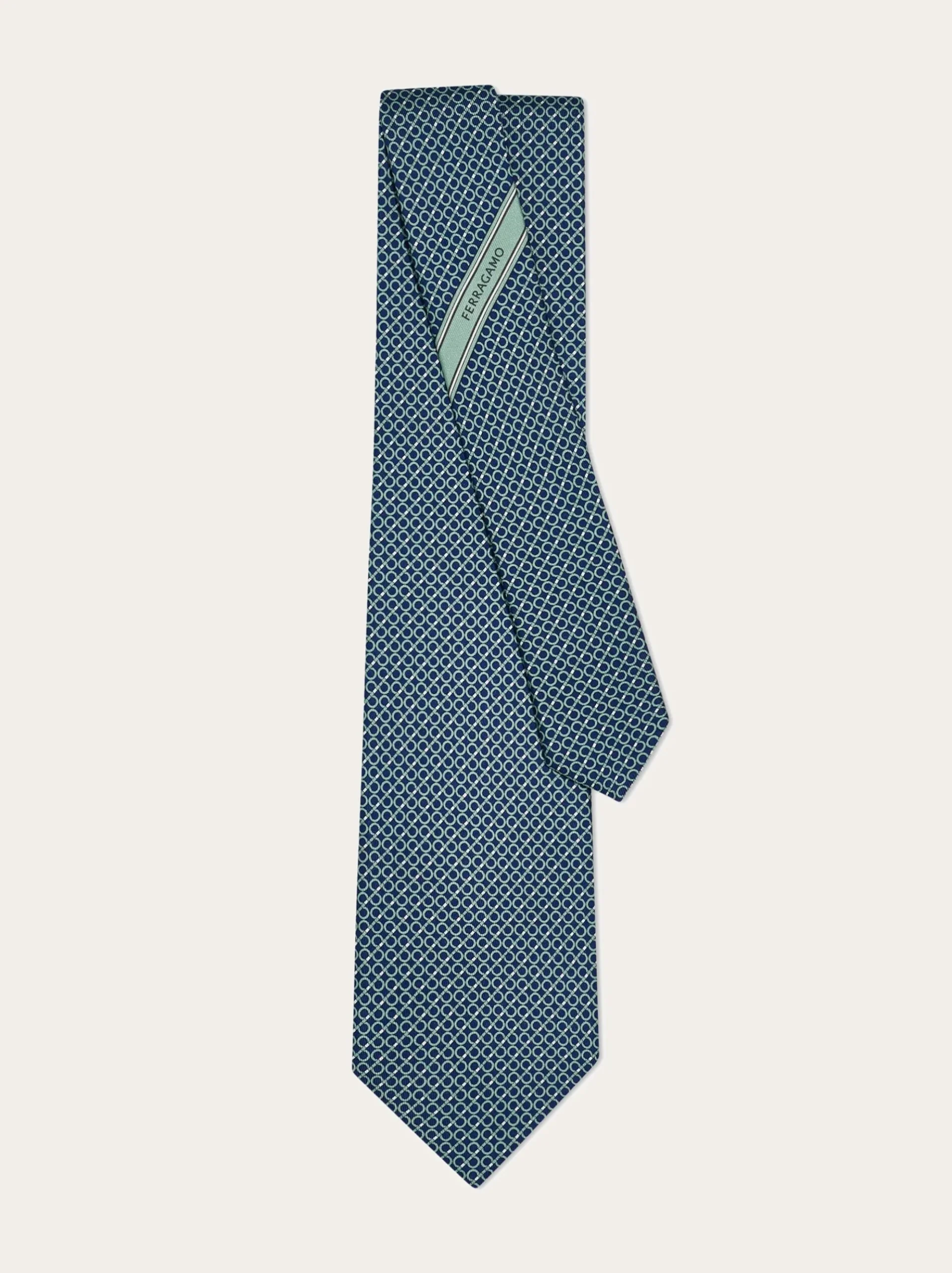 Gancini regimental print silk tie - Men