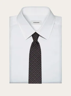 Gancini silk jacquard tie - Men