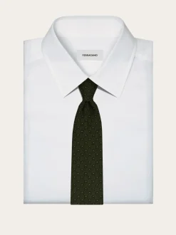 Gancini silk jacquard tie - Men