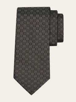Gancini silk jacquard tie - Men