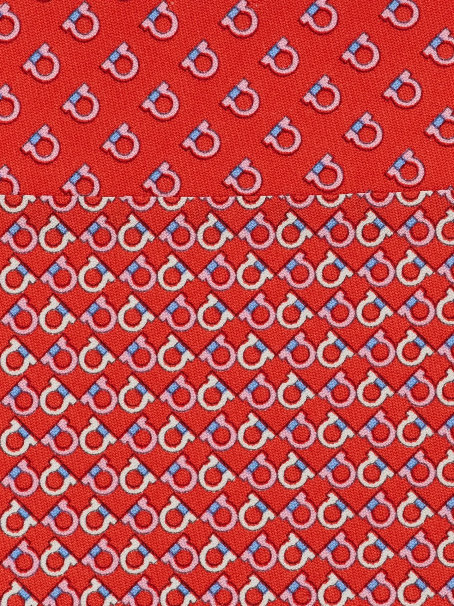 Gancini Square print silk tie - Men
