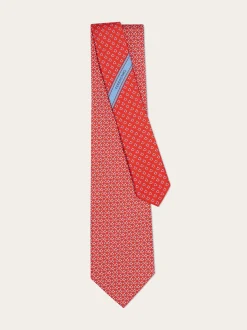 Gancini Square print silk tie - Men