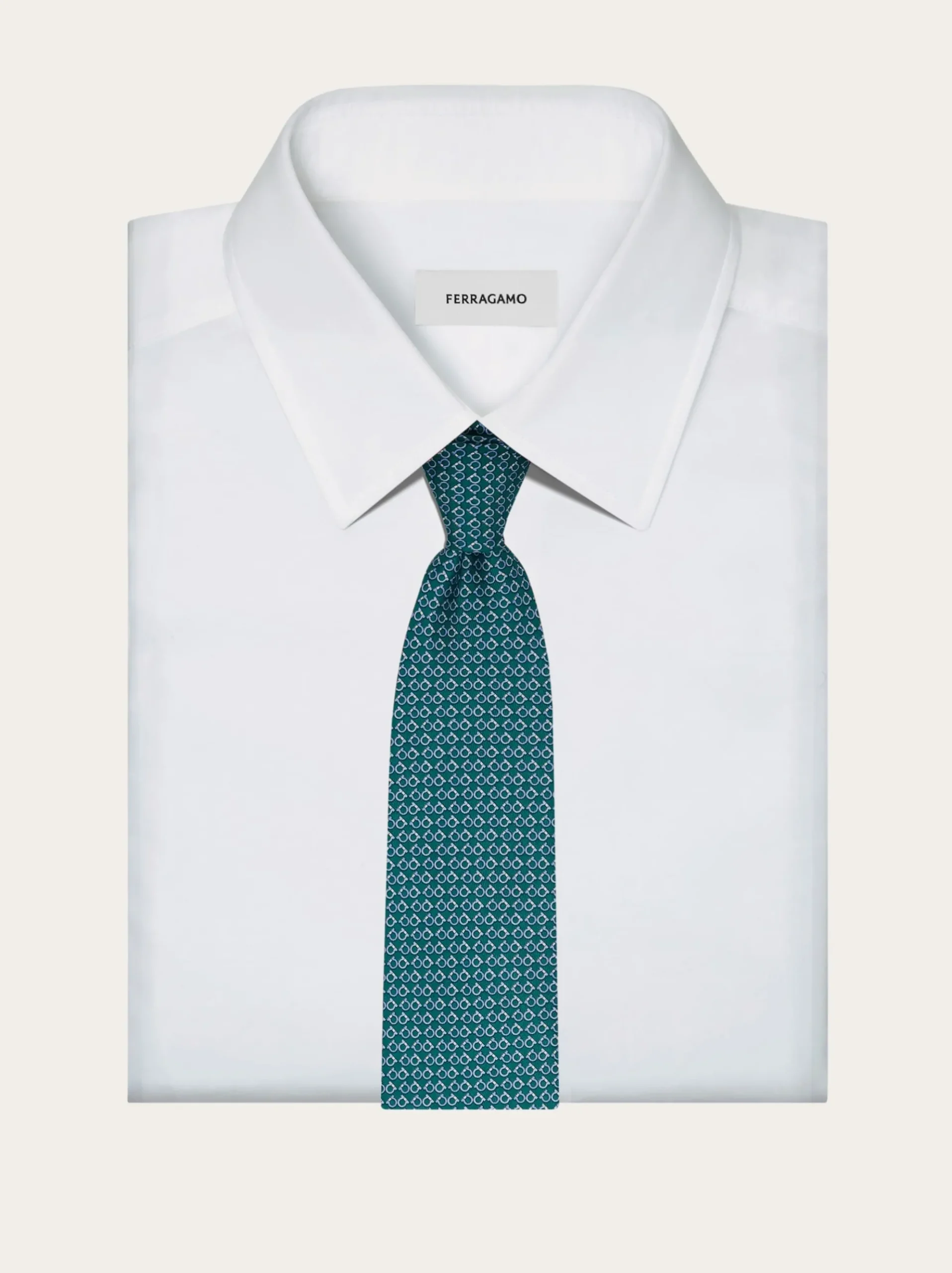 Gancini Square print silk tie - Men