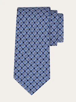 Gancini square print silk tie - Men