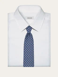 Gancini square print silk tie - Men