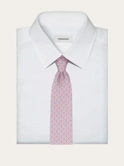 Gancini square print silk tie - Men