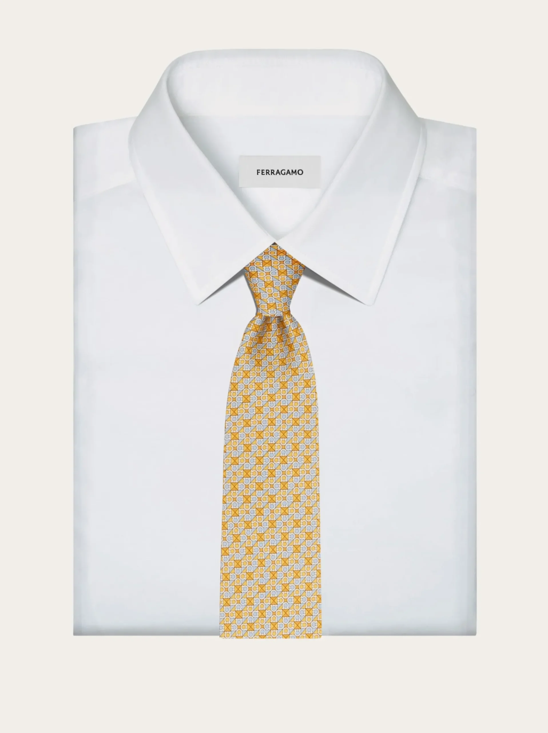 Gancini square print silk tie - Men