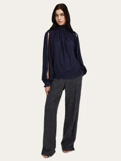 Gathered top with shoulder slit detail - Women