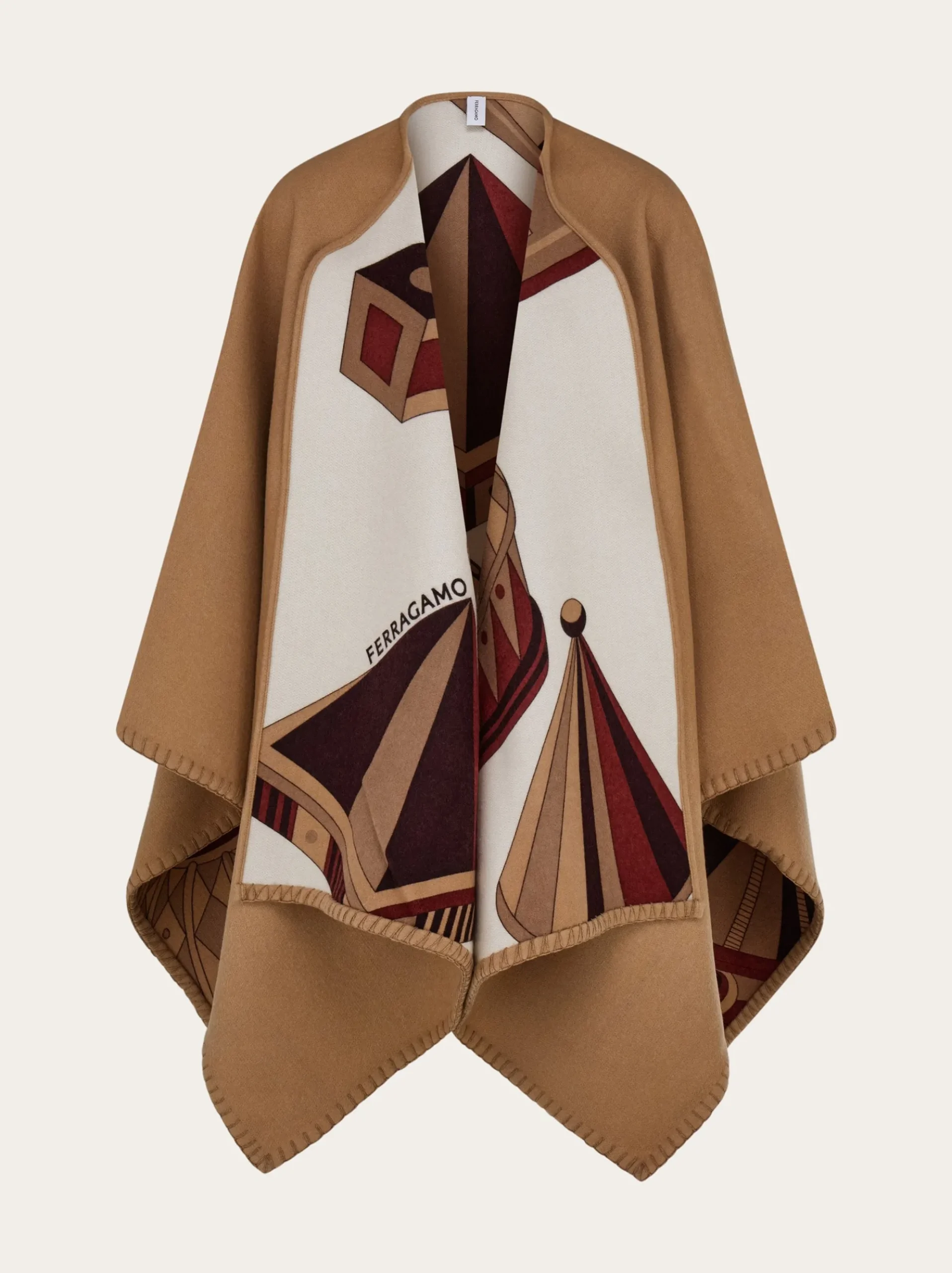 Geometrical renaissance print reversible cape - Women