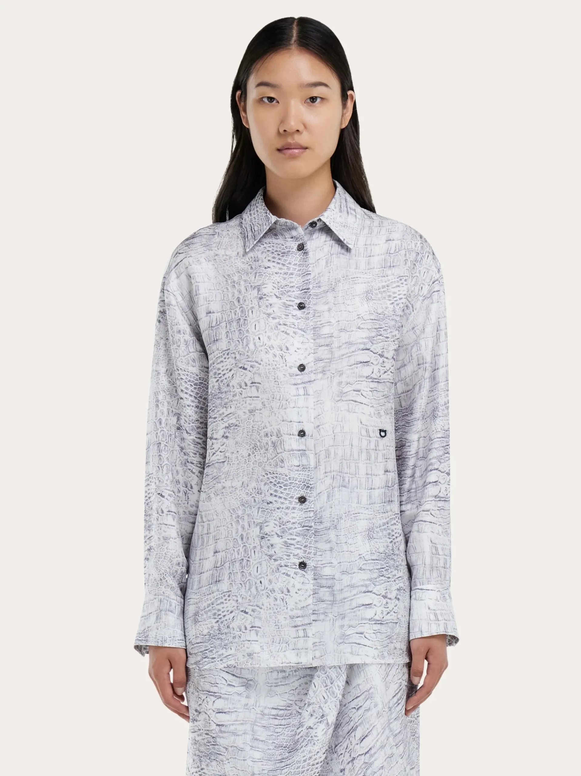 Georgette shirt with orchid print - Women