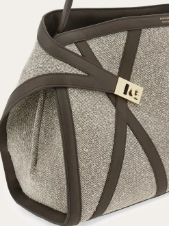 Hug Soft shoulder bag with leather trims (L) - Women