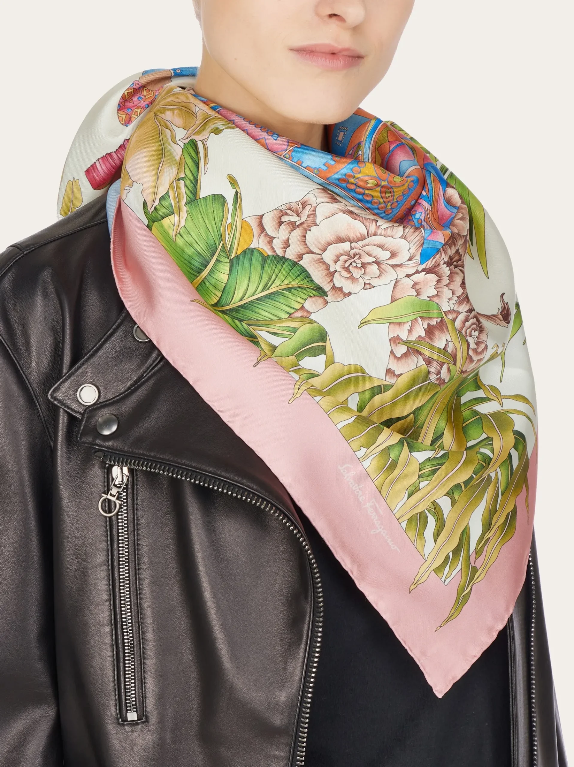 India print silk double face scarf - Women