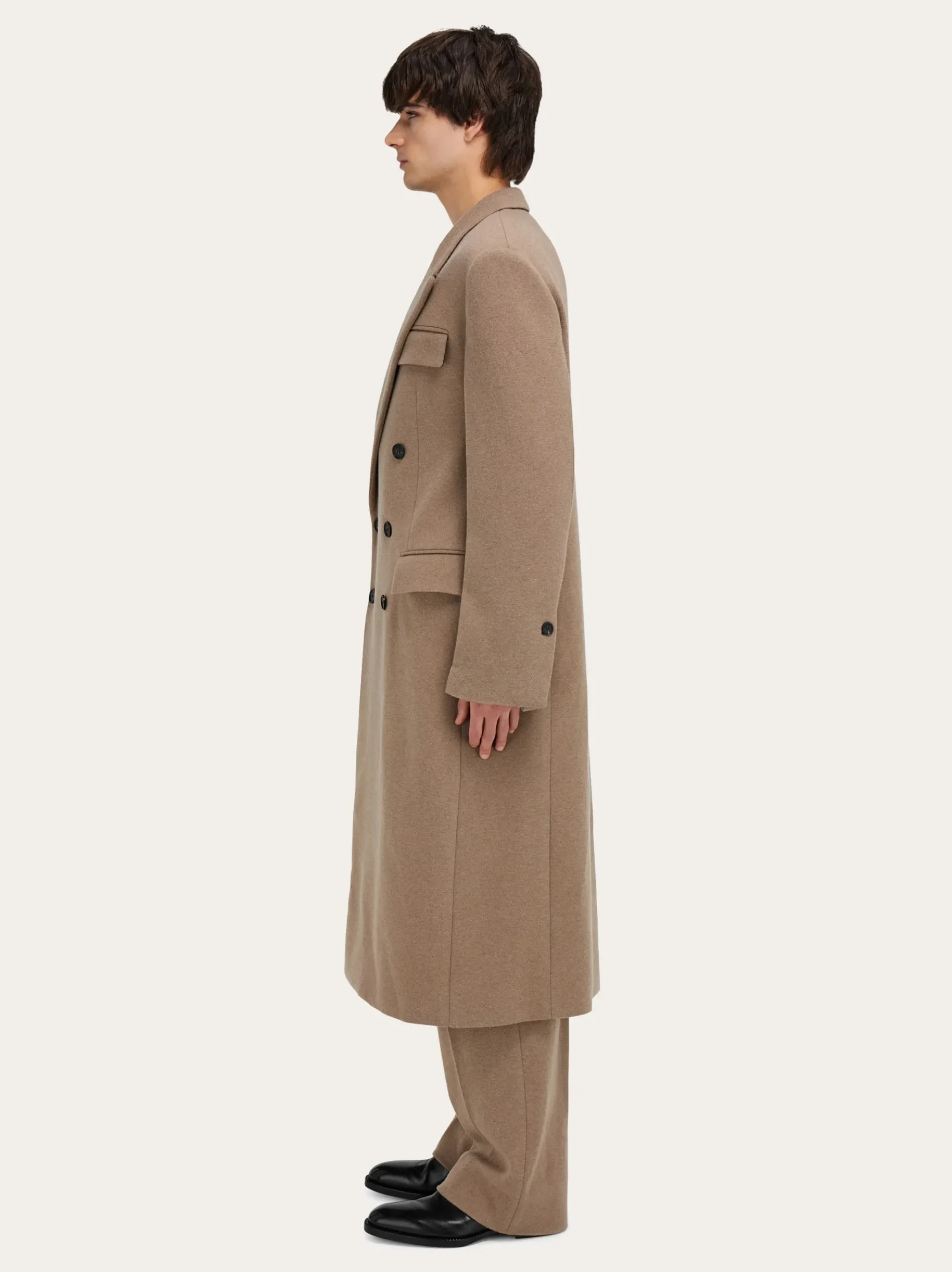 Jersey interlock double breasted coat - Men