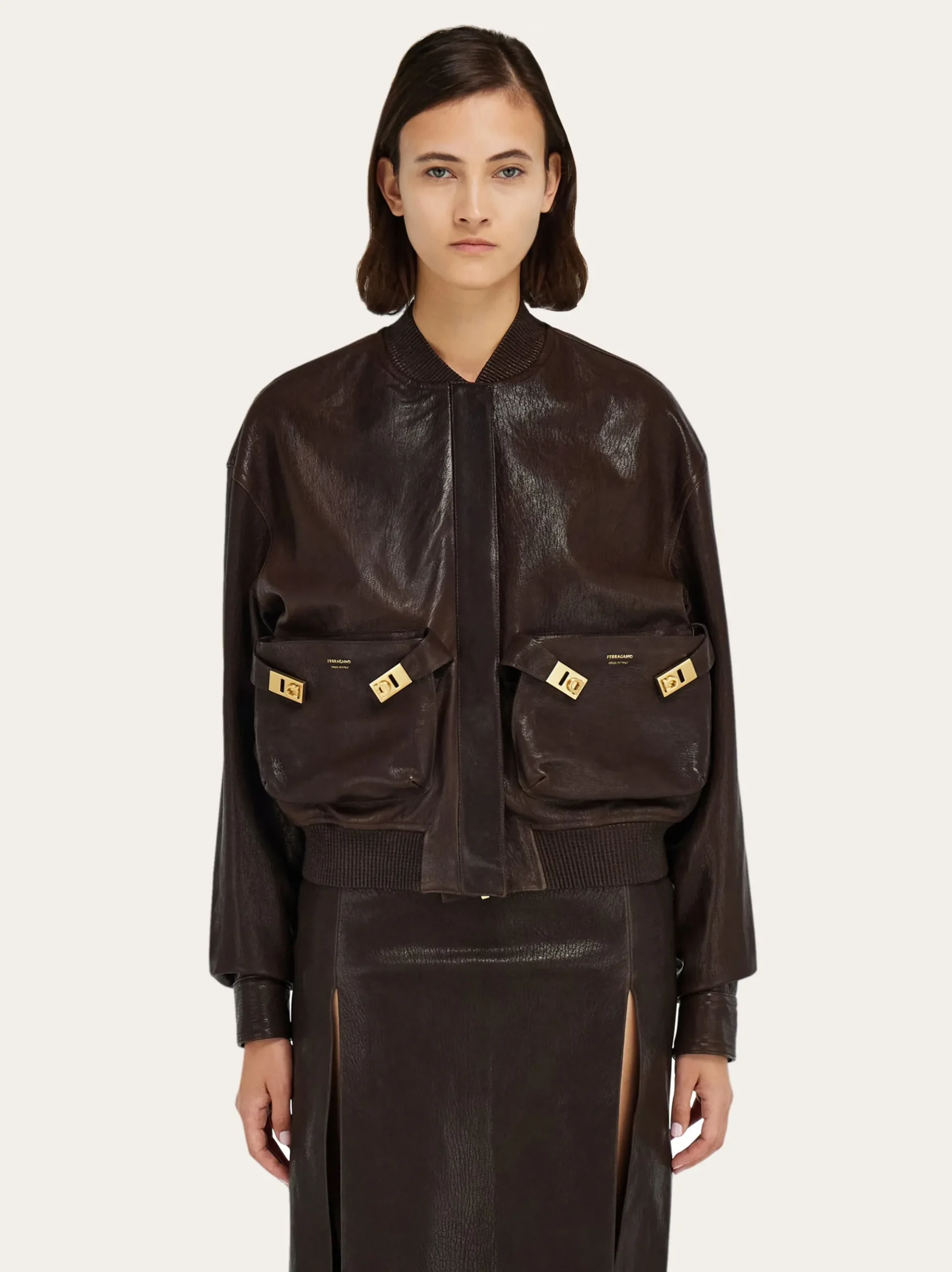 Leather bomber jacket - Women