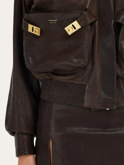 Leather bomber jacket - Women