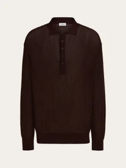 Long sleeve knitted polo shirt - Men