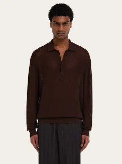 Long sleeve knitted polo shirt - Men