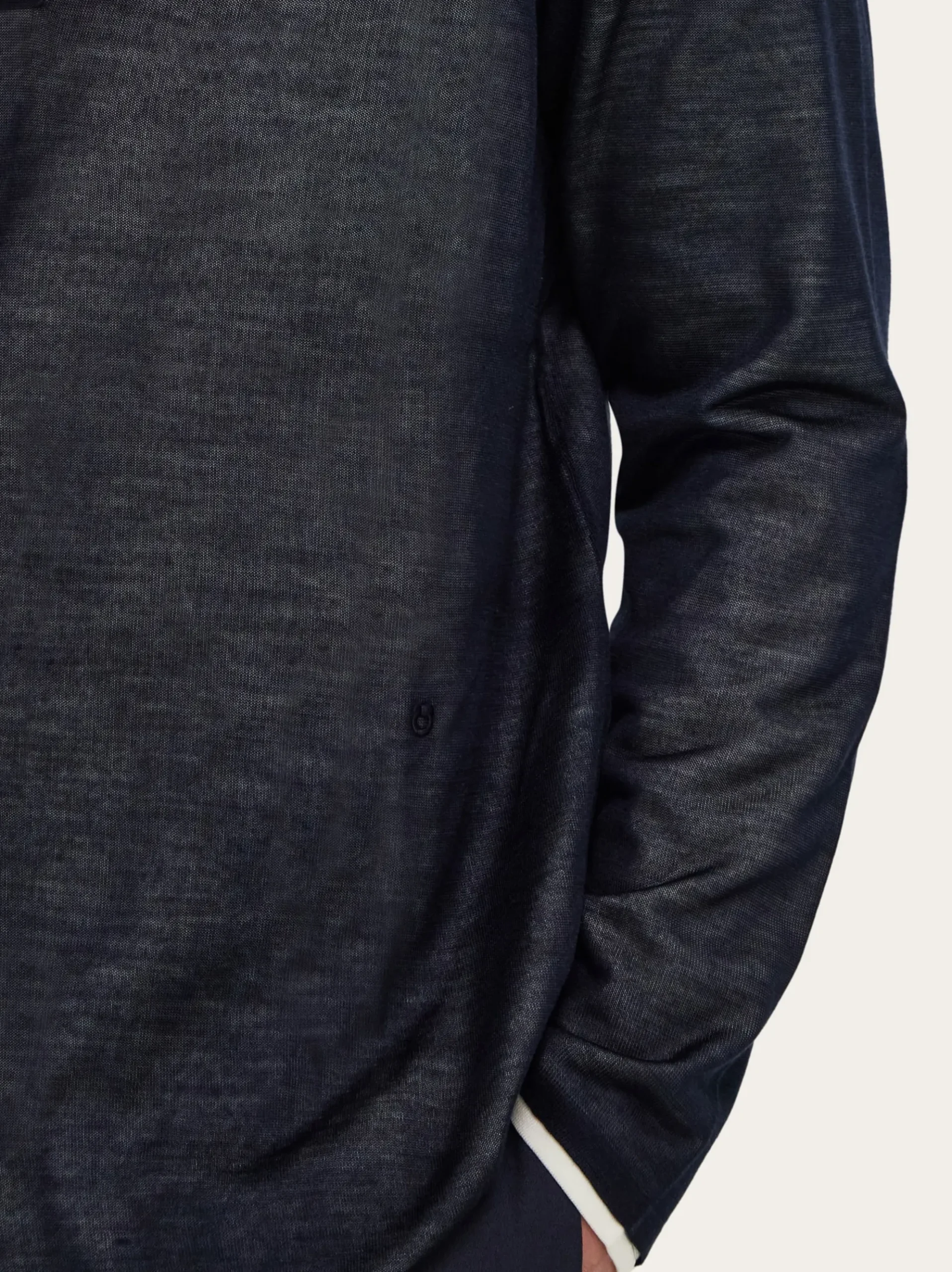 Long sleeve knitted silk polo shirt - Men