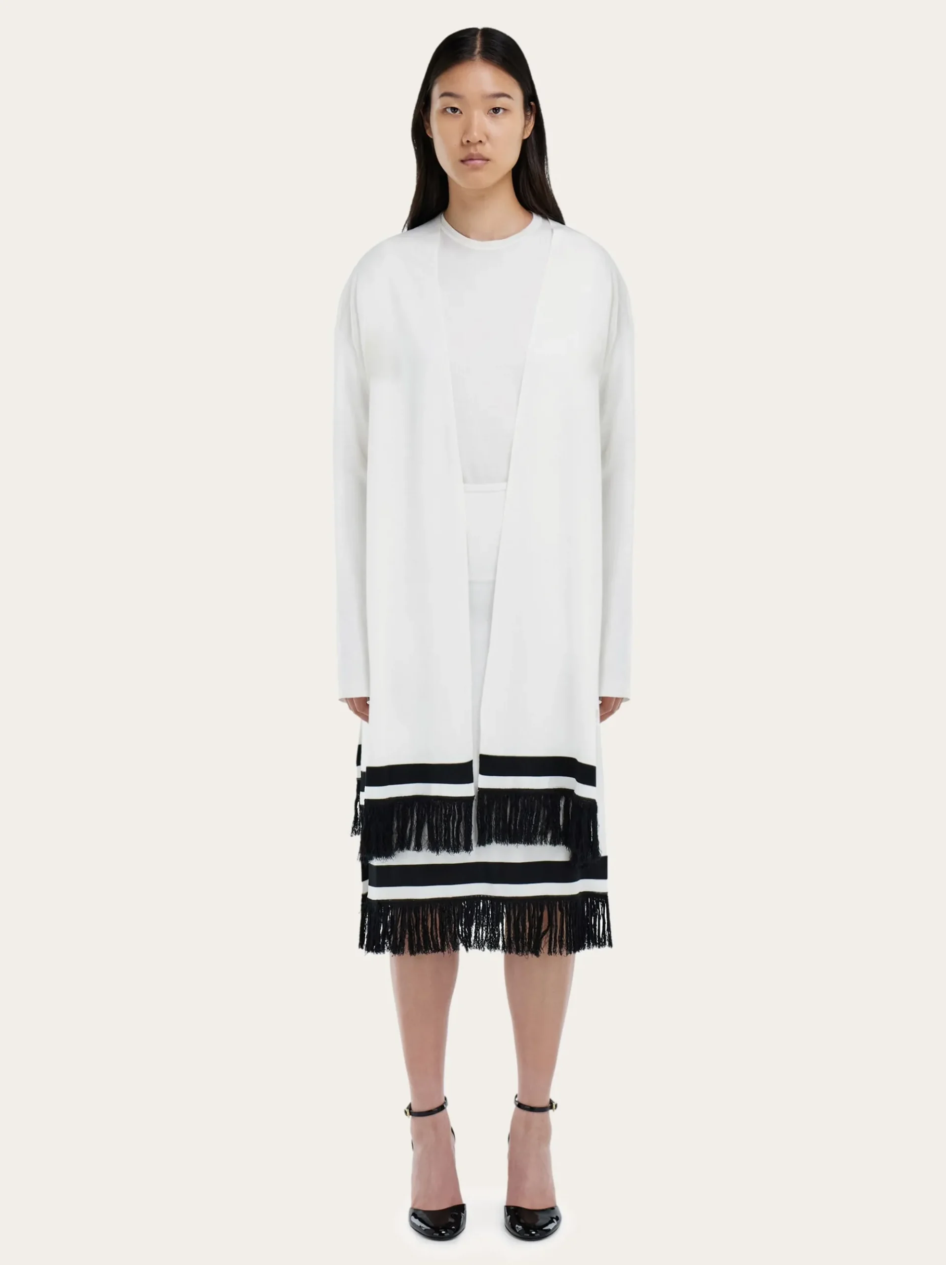Longline cardigan with fringe detail - Women