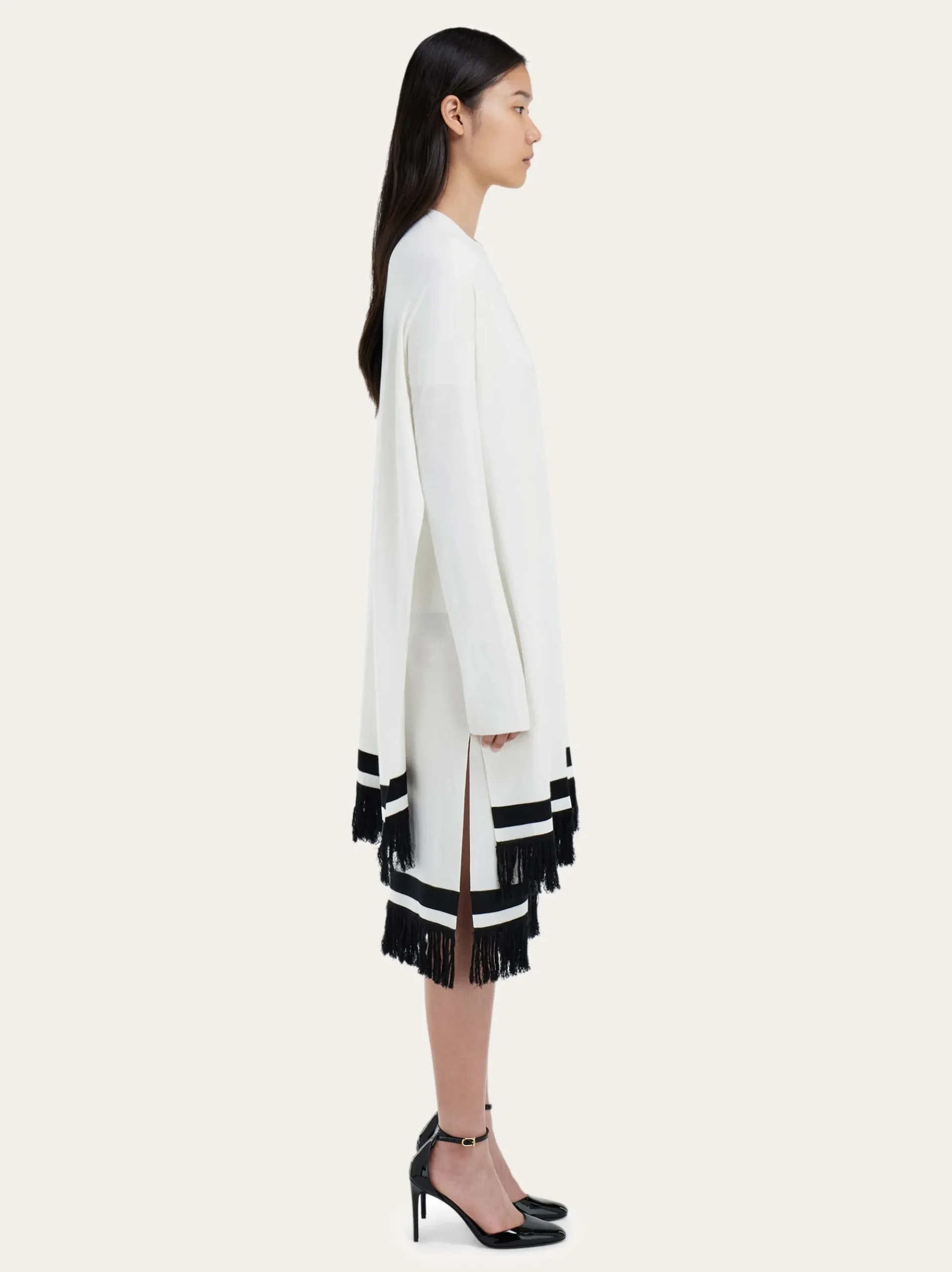 Longline cardigan with fringe detail - Women