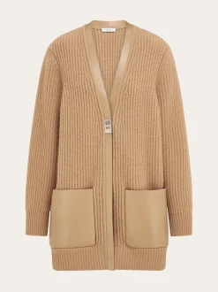 Longline cardigan with leather trims - Women