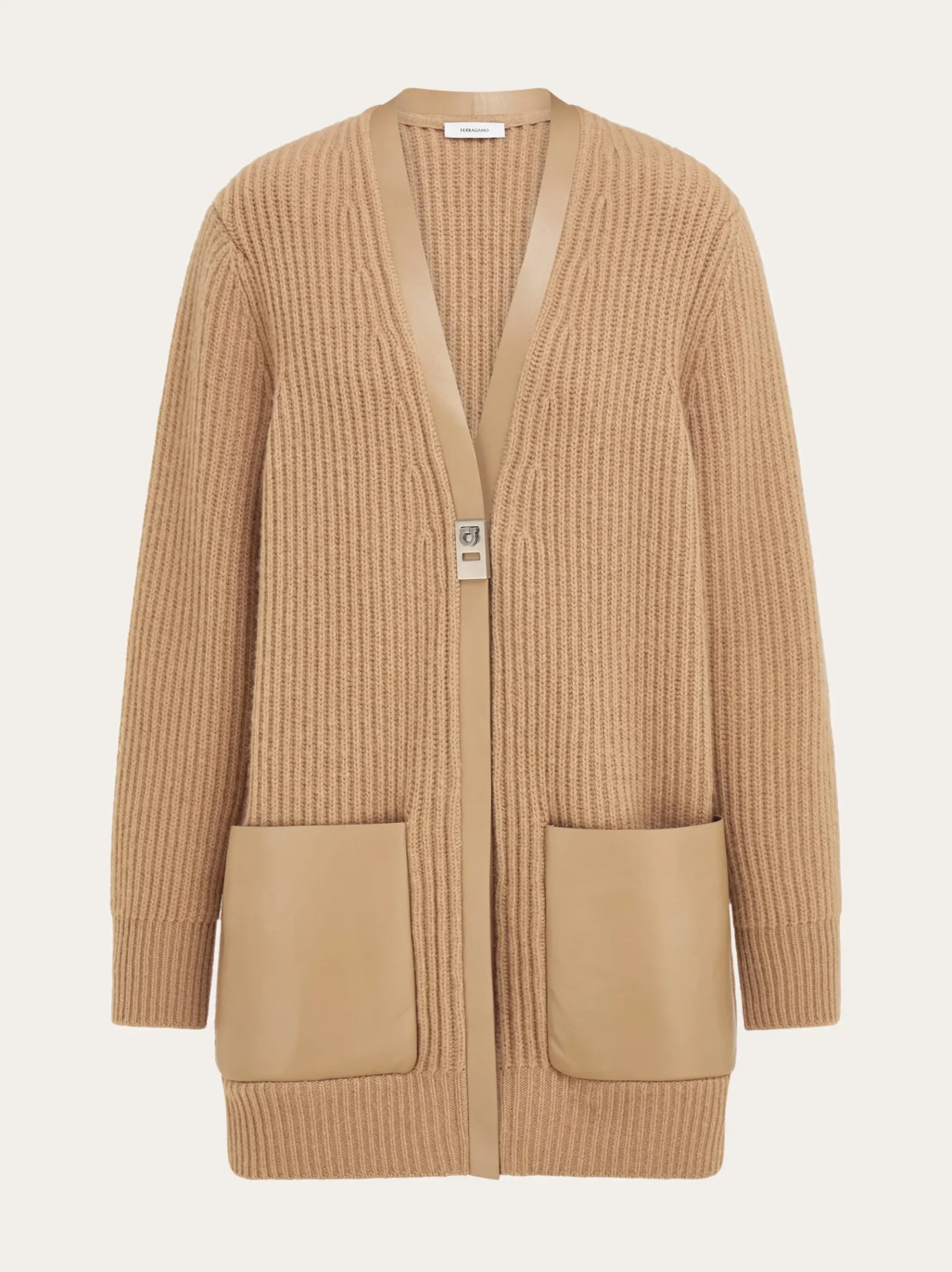 Longline cardigan with leather trims - Women
