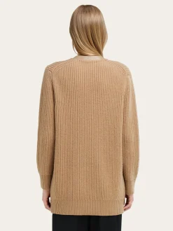 Longline cardigan with leather trims - Women