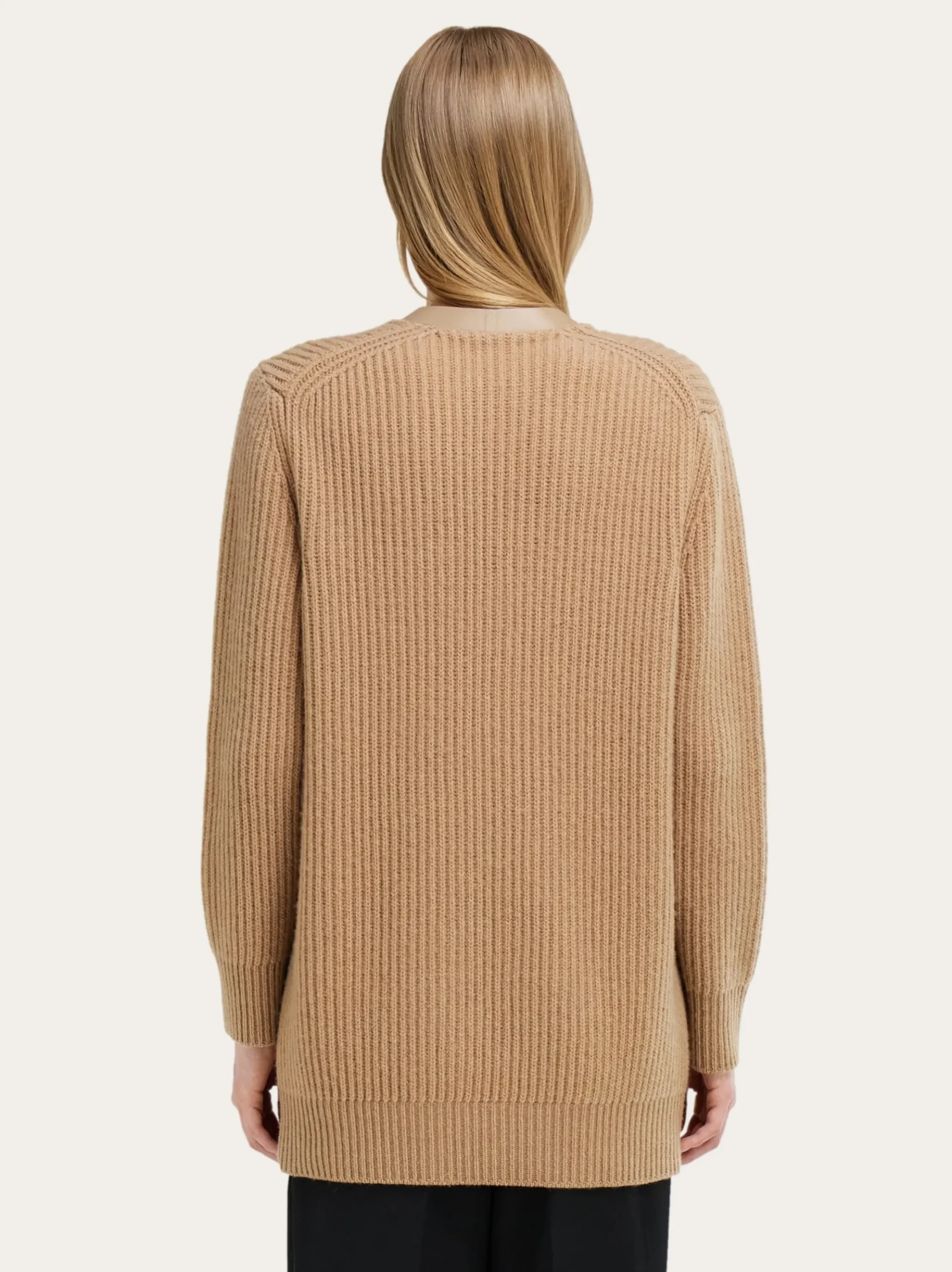 Longline cardigan with leather trims - Women