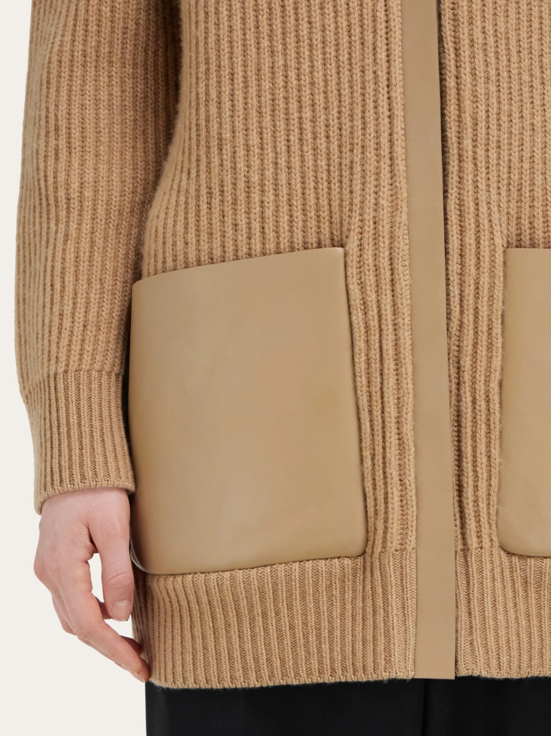 Longline cardigan with leather trims - Women