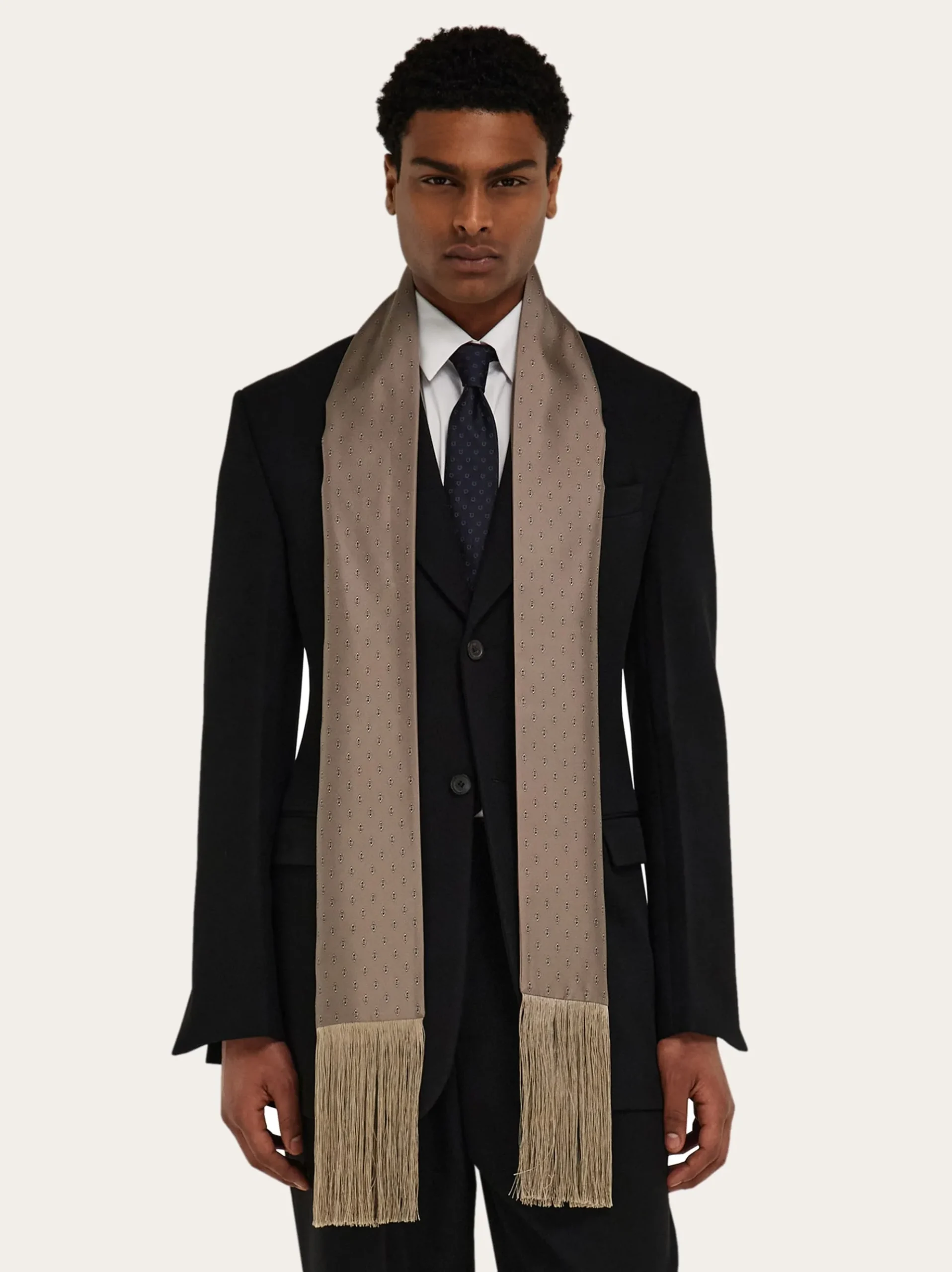 Micro Gancini print silk scarf - Men