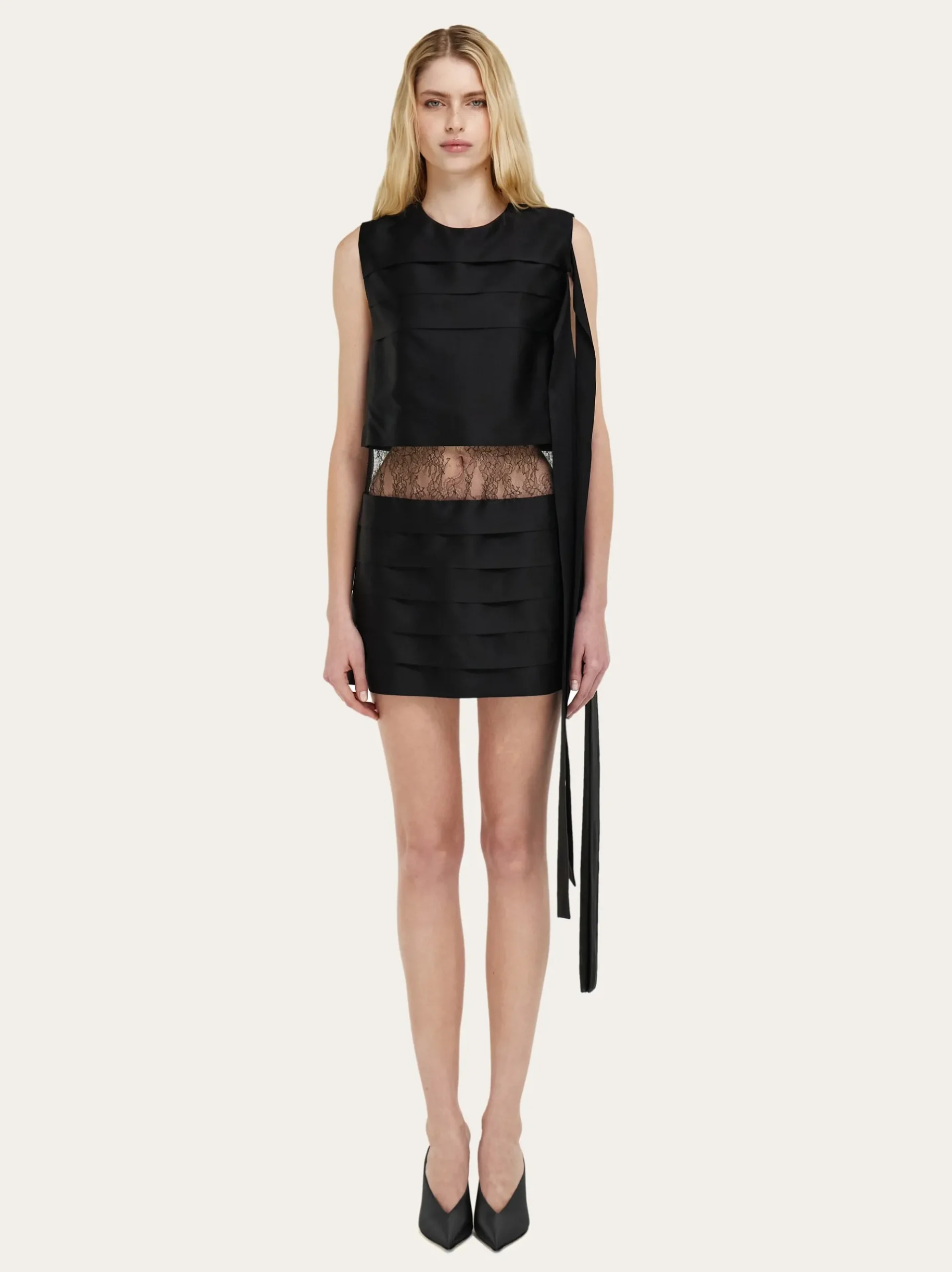 Mini dress with lace detail - Women