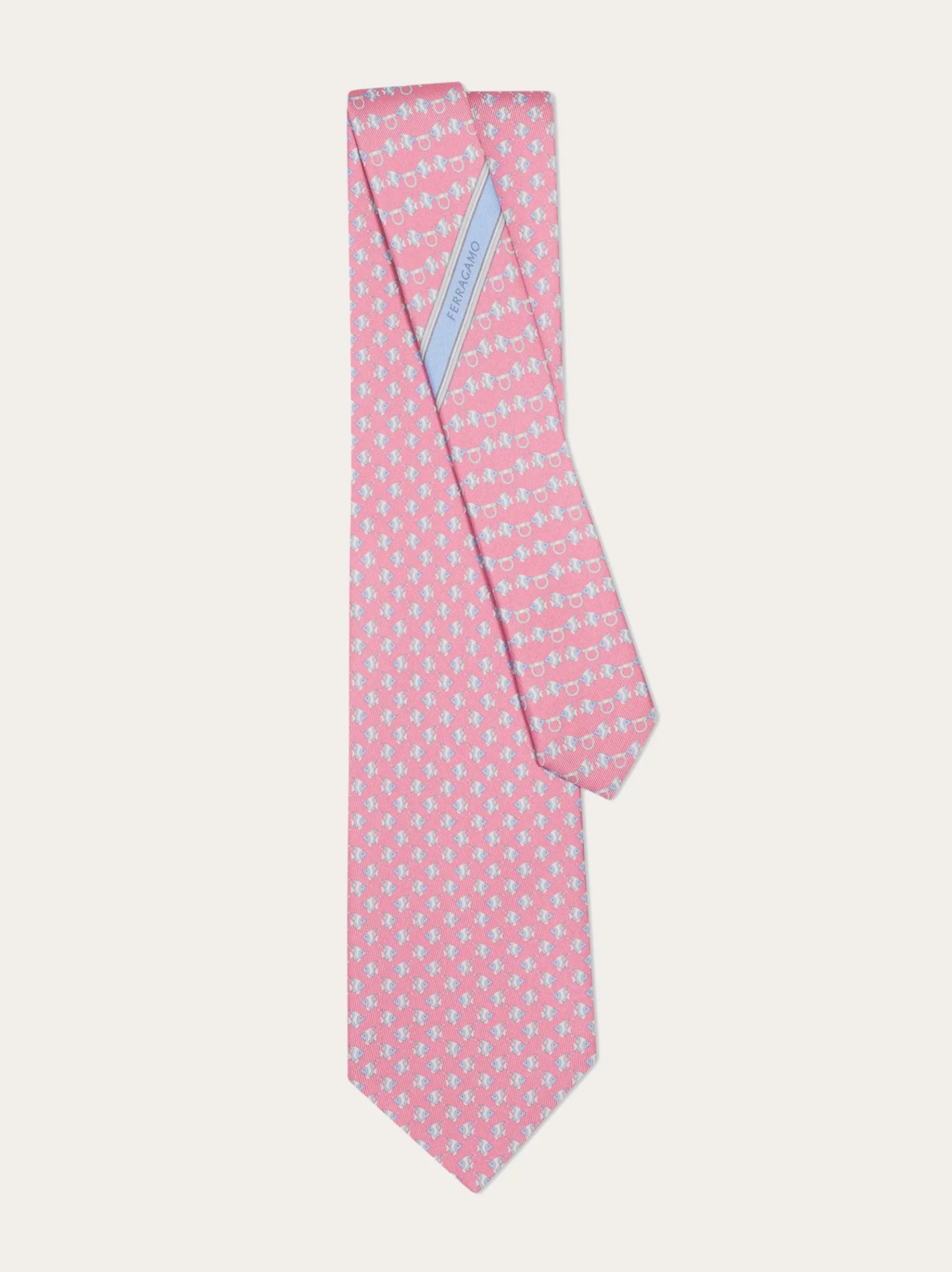 Mini fish print silk tie - Men