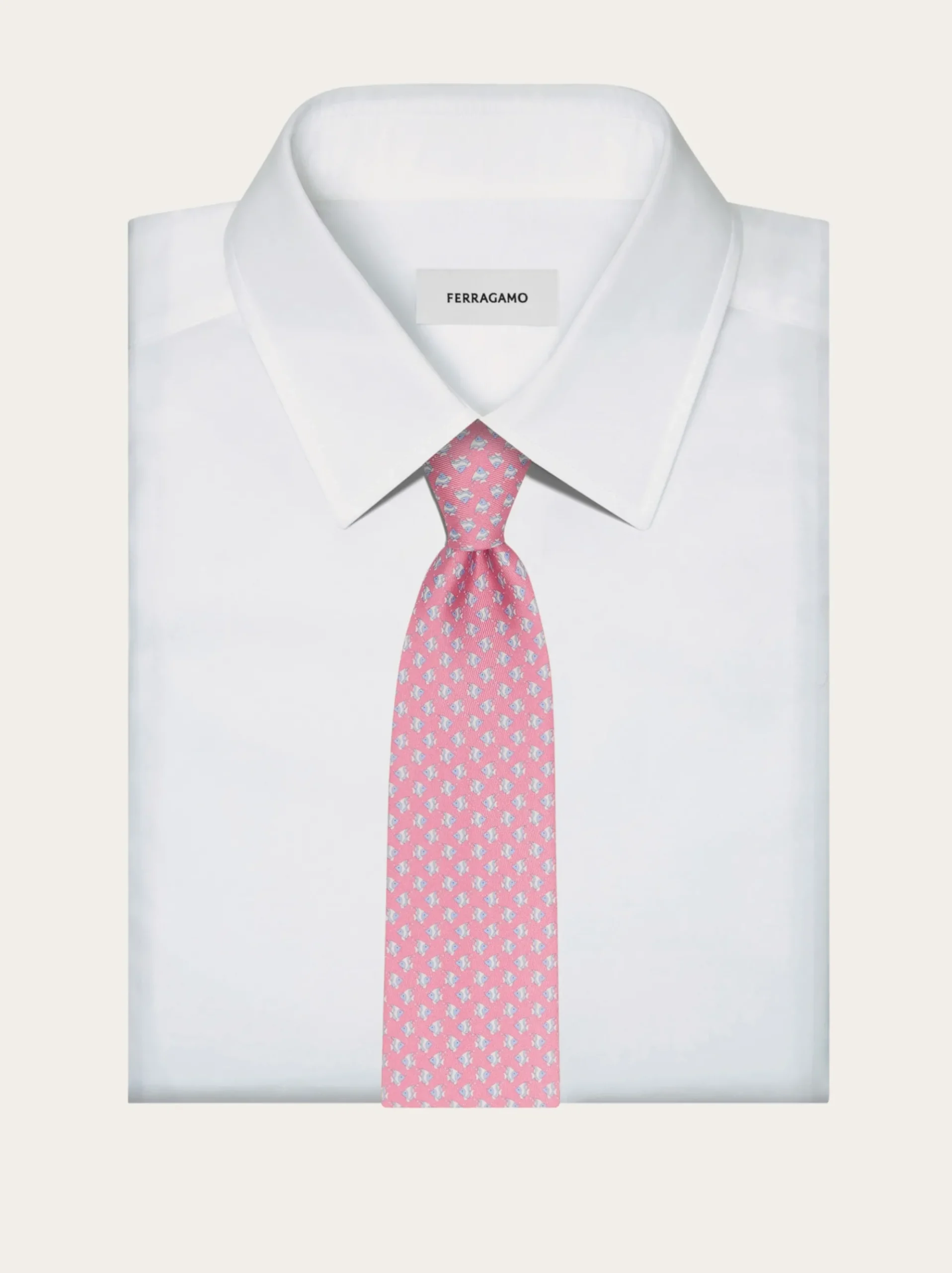 Mini fish print silk tie - Men