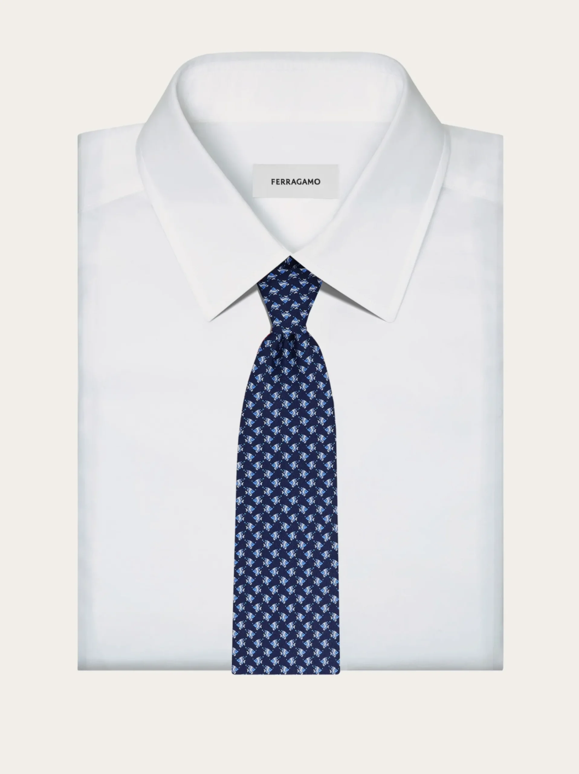 Mini fish print silk tie - Men