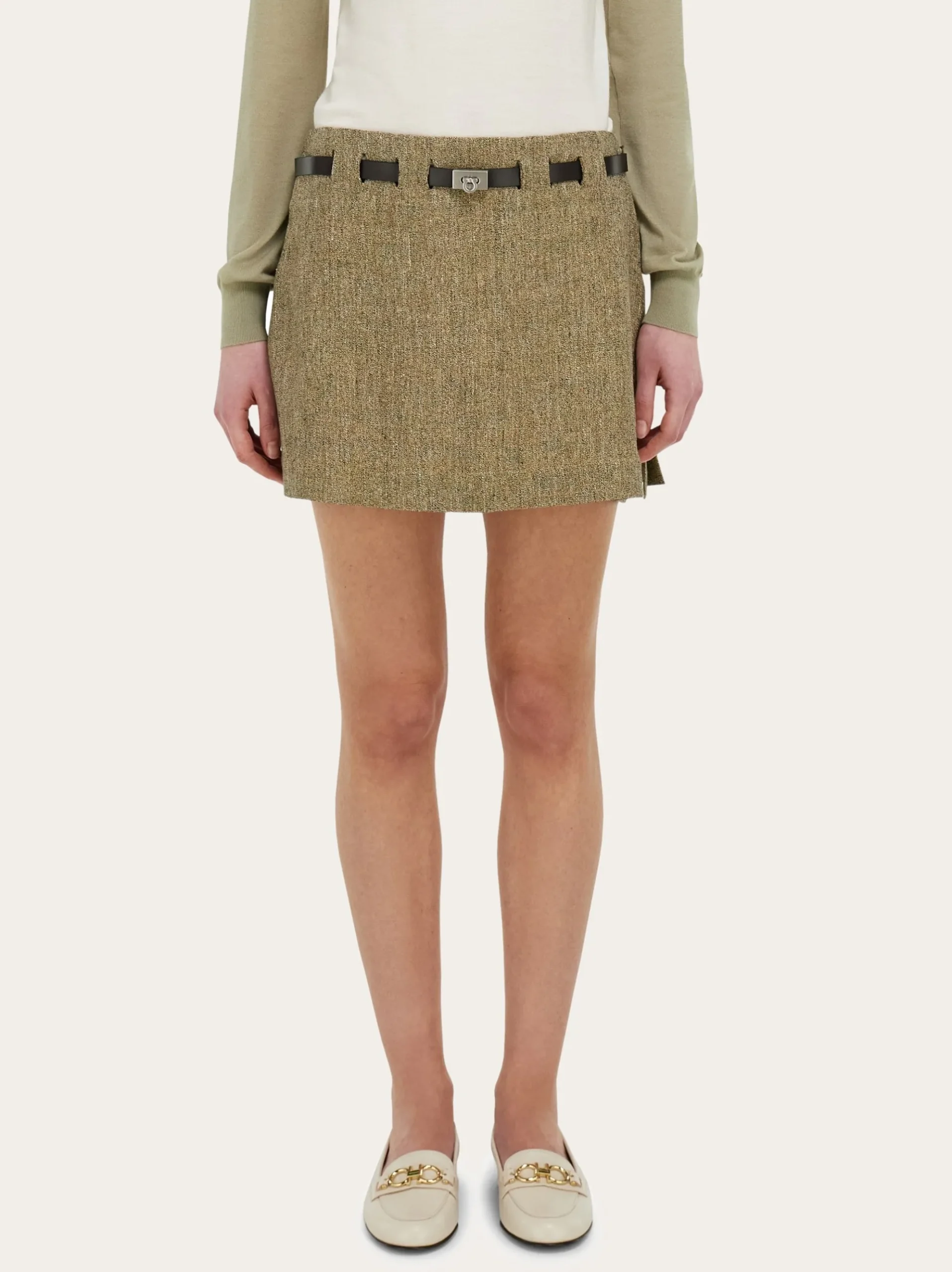 Mini skirt with Gancini belt - Women