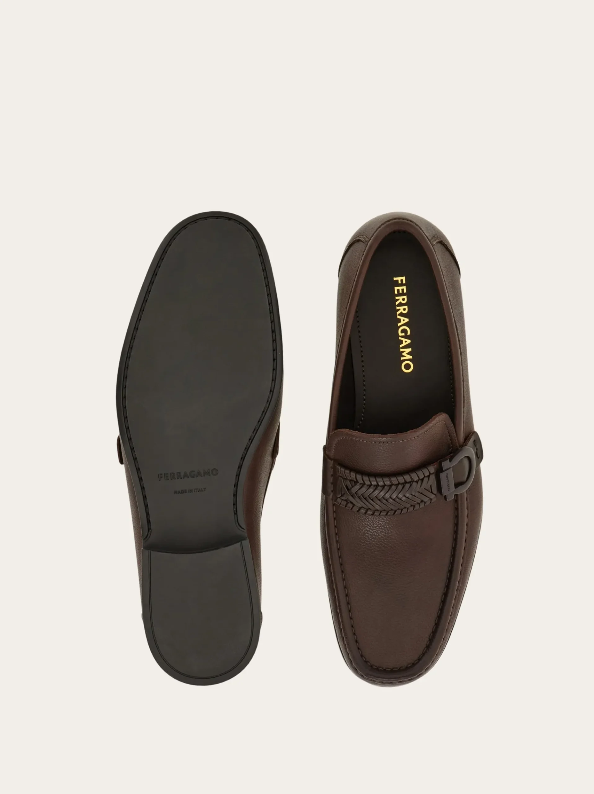 Moccasin with braid Gancini ornament - Men