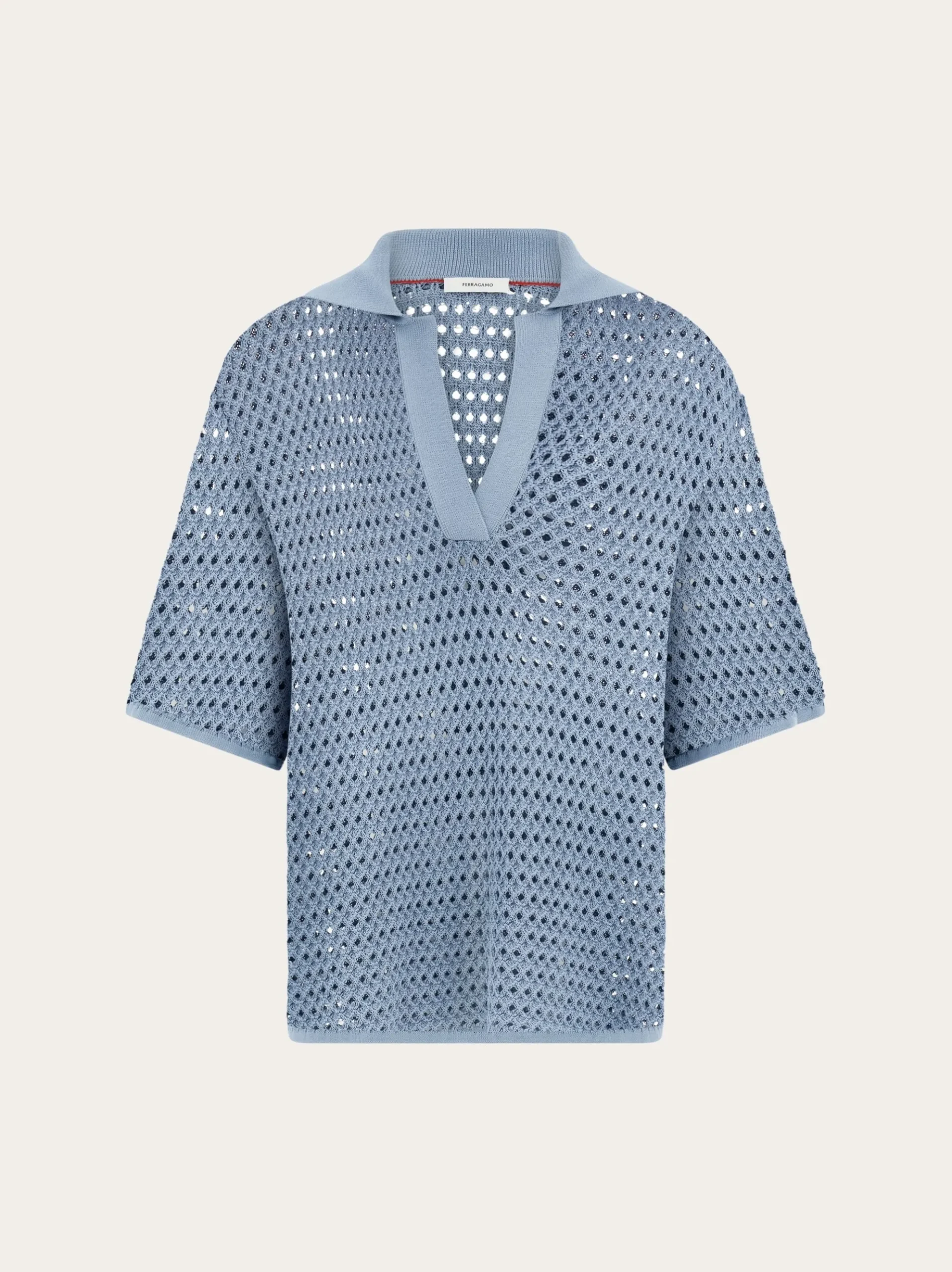 Open knit polo shirt - Women