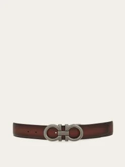 Reversible and adjustable Gancini belt - Men