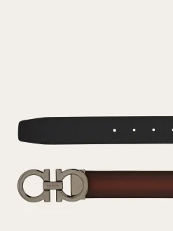 Reversible and adjustable Gancini belt - Men