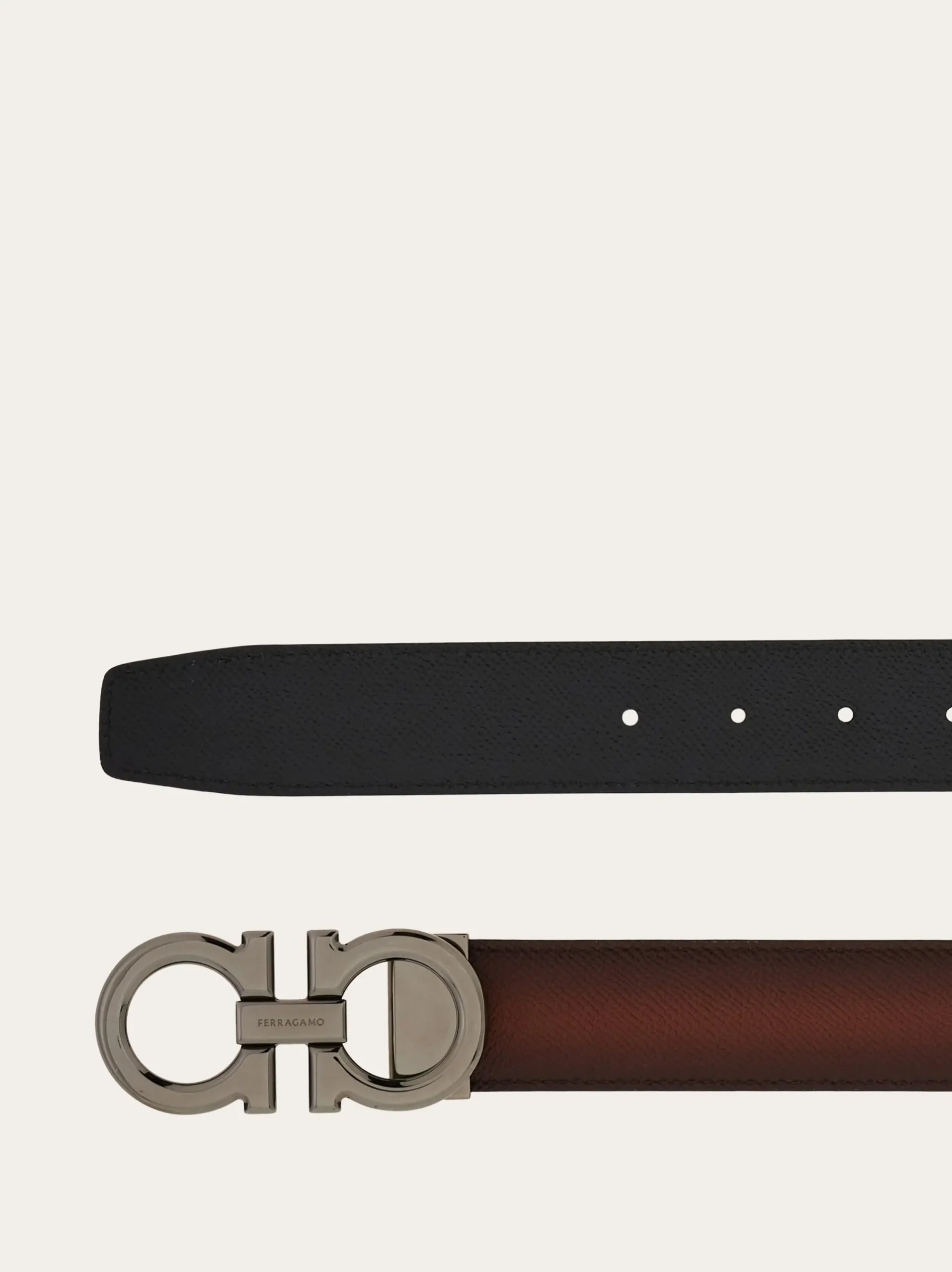 Reversible and adjustable Gancini belt - Men