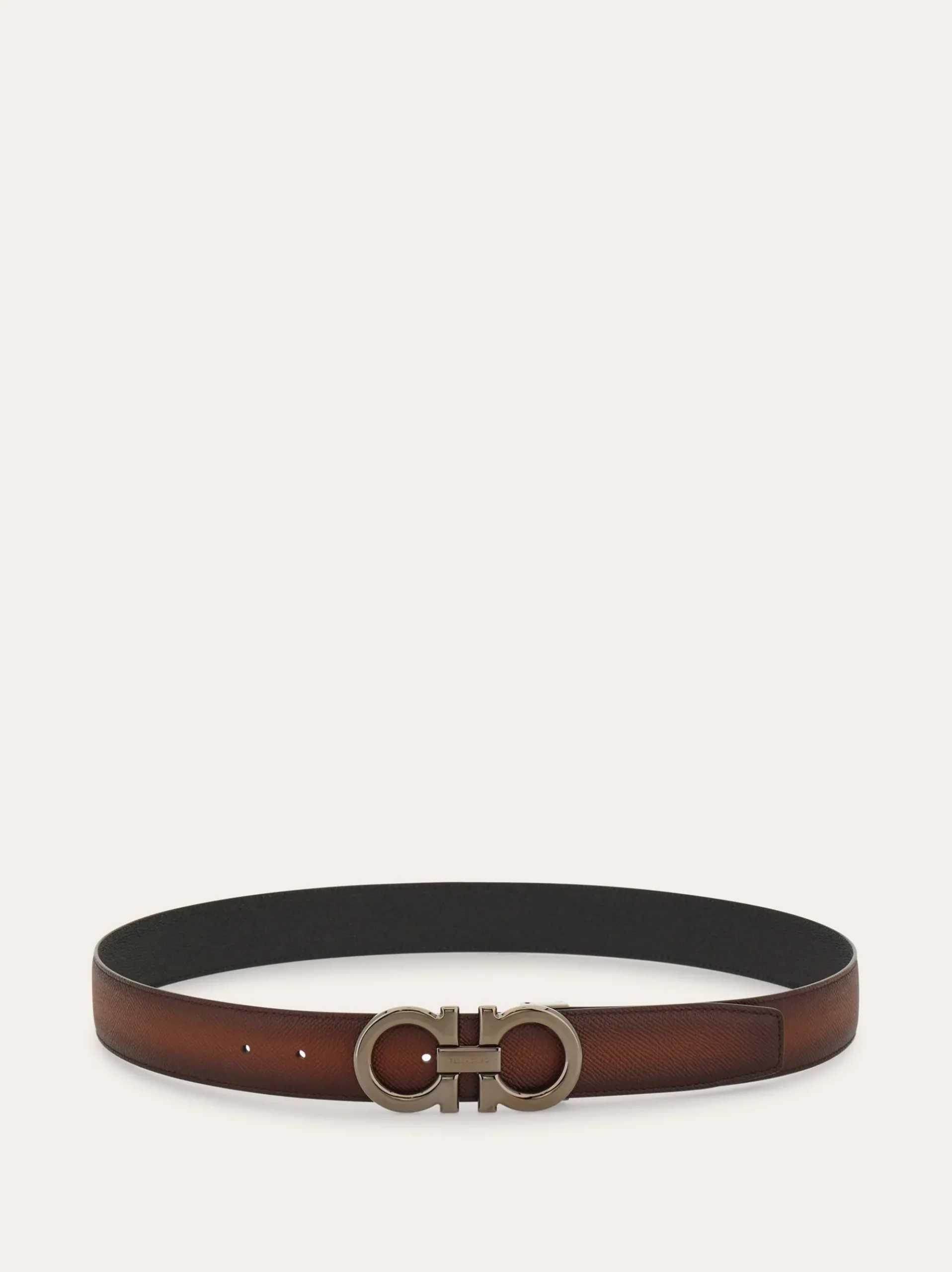 Reversible and adjustable Gancini belt - Men